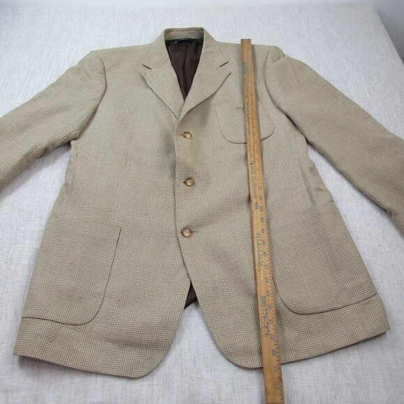 Brooks Brothers 346 Blazer Jacket Mens Beige Houndstooth Wool Single Breasted - Picture 10 of 13